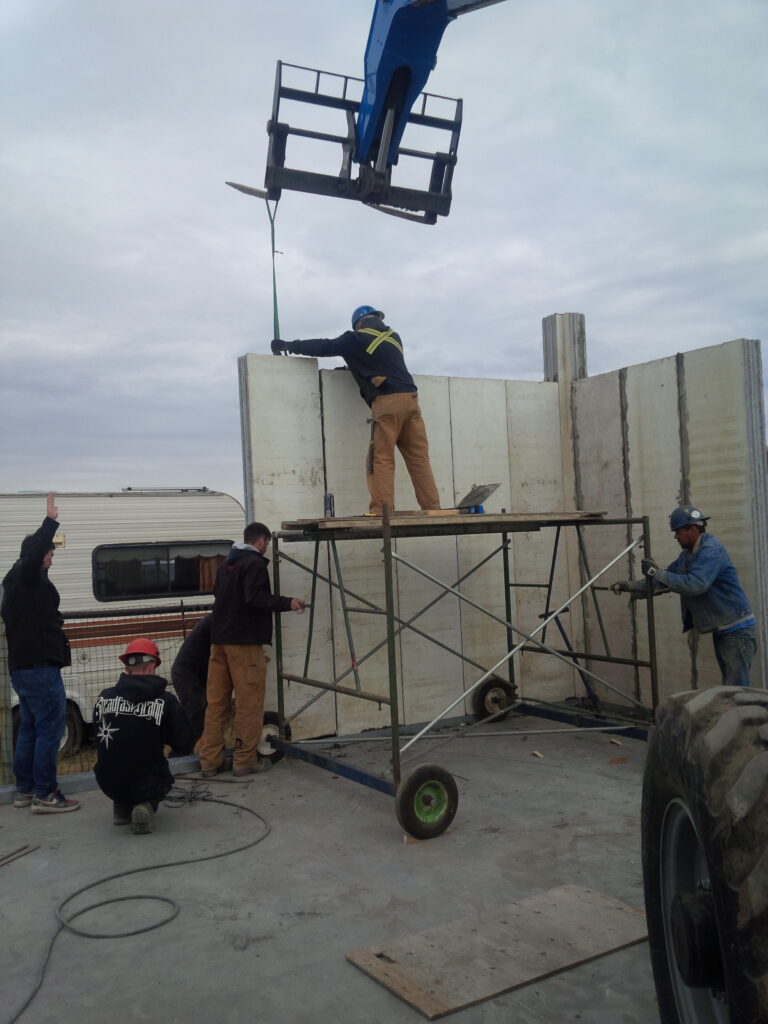 workers building a wall